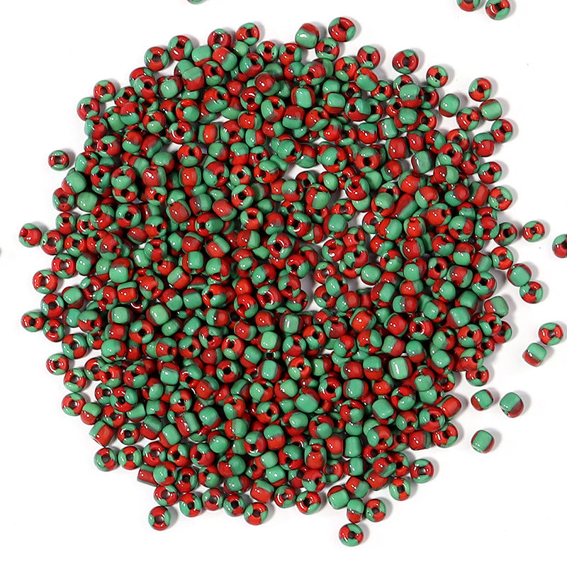 Cuentas de mijo de vidrio de laca para hornear de sandía de 4 mm.